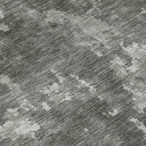HomeRoots 8' Contemporary Pewter and Ivory Round Abstract Area Rug – Washable, Durable, Indoor/Outdoor Style 688869