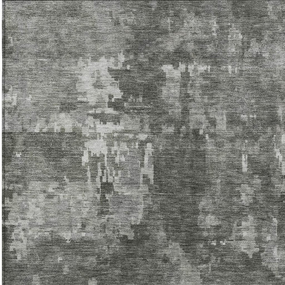 HomeRoots 8' X 10' Contemporary Pewter Ivory Abstract Area Rug - Washable, Durable, Indoor/Outdoor Versatile Design 688870