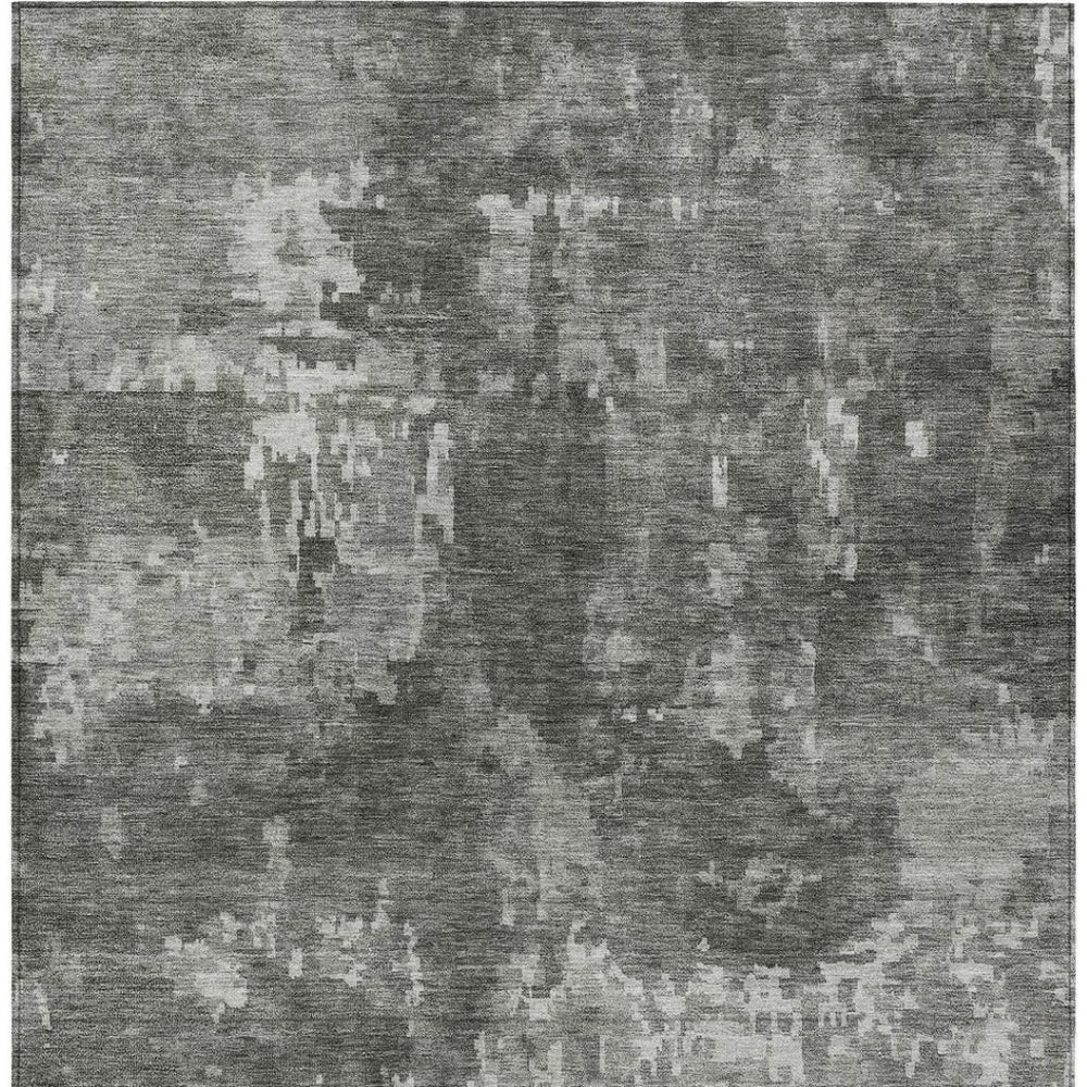 HomeRoots 9' X 12' Washable Pewter and Ivory Abstract Area Rug - Durable Indoor/Outdoor Style for Any Space! 688871