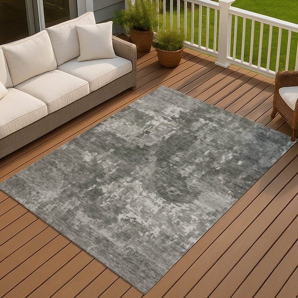 HomeRoots 10' X 14' Modern Pewter and Ivory Abstract Washable Area Rug for Indoor & Outdoor Spaces, Durable & Stylish 688872