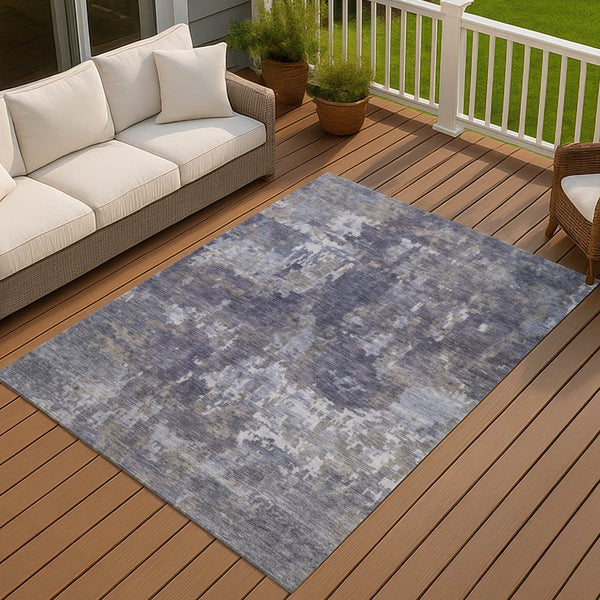 HomeRoots 5' X 8' Abstract Plum and Ivory Washable Area Rug - Stylish, Durable, Indoor/Outdoor Versatility! 688874