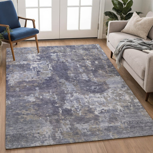 HomeRoots 5' X 8' Abstract Plum and Ivory Washable Area Rug - Stylish, Durable, Indoor/Outdoor Versatility! 688874