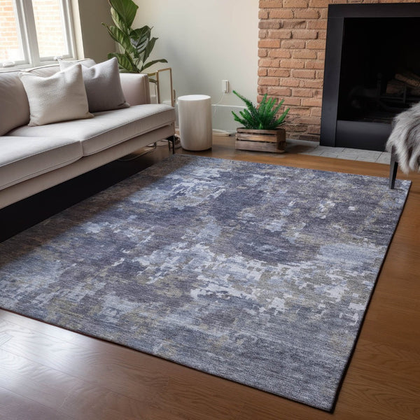 HomeRoots 5' X 8' Abstract Plum and Ivory Washable Area Rug - Stylish, Durable, Indoor/Outdoor Versatility! 688874