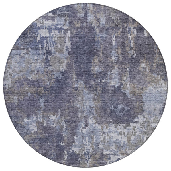 HomeRoots 8' Plum and Ivory Round Abstract Area Rug - Stylish, Washable, Indoor/Outdoor, Pet-Friendly Design 688875