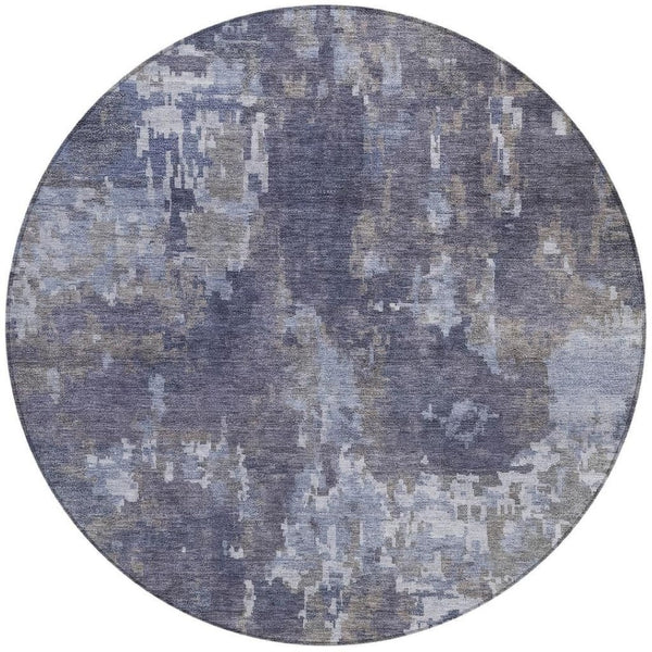 HomeRoots 8' Plum and Ivory Round Abstract Area Rug - Stylish, Washable, Indoor/Outdoor, Pet-Friendly Design 688875