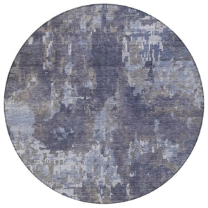 HomeRoots 8' Plum and Ivory Round Abstract Area Rug - Stylish, Washable, Indoor/Outdoor, Pet-Friendly Design 688875