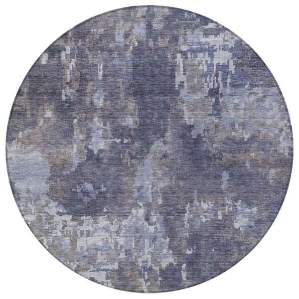 HomeRoots 8' Plum and Ivory Round Abstract Area Rug - Stylish, Washable, Indoor/Outdoor, Pet-Friendly Design 688875