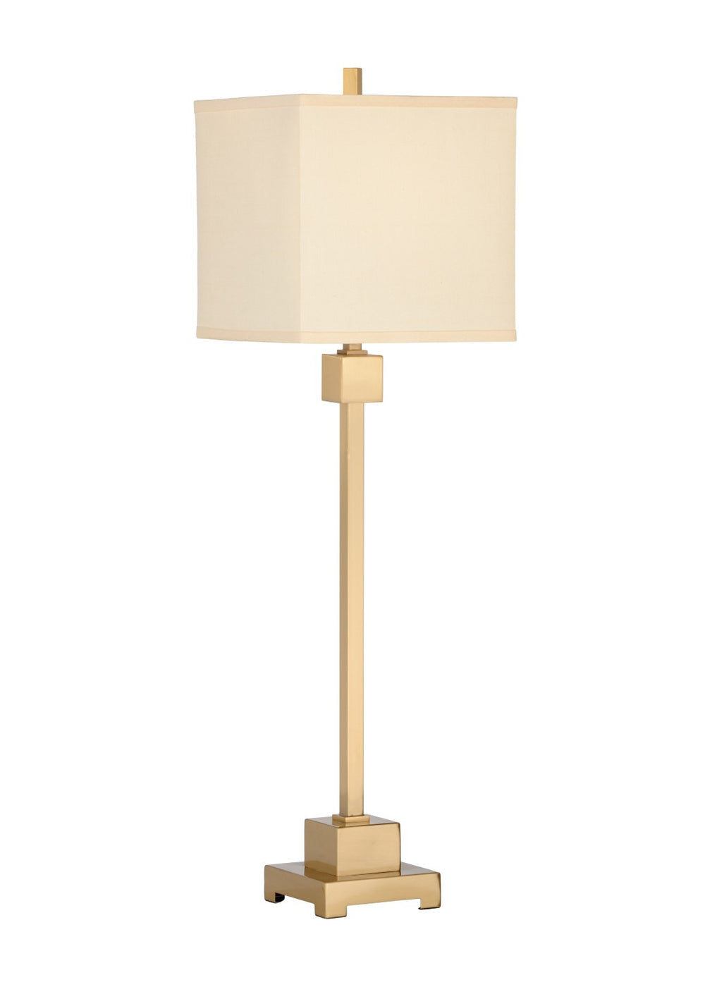 Chelsea House Forest Warm Brushed Brass Buffet Lamp With Square Egg Silkette Shade — Slim Iron Modern Accent 68888