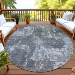 HomeRoots 8' Taupe and Beige Round Abstract Washable Area Rug - Stylish, Durable, Indoor/Outdoor Design! 688881