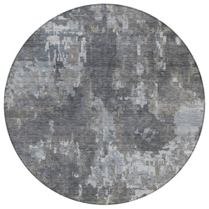 HomeRoots 8' Taupe and Beige Round Abstract Washable Area Rug - Stylish, Durable, Indoor/Outdoor Design! 688881