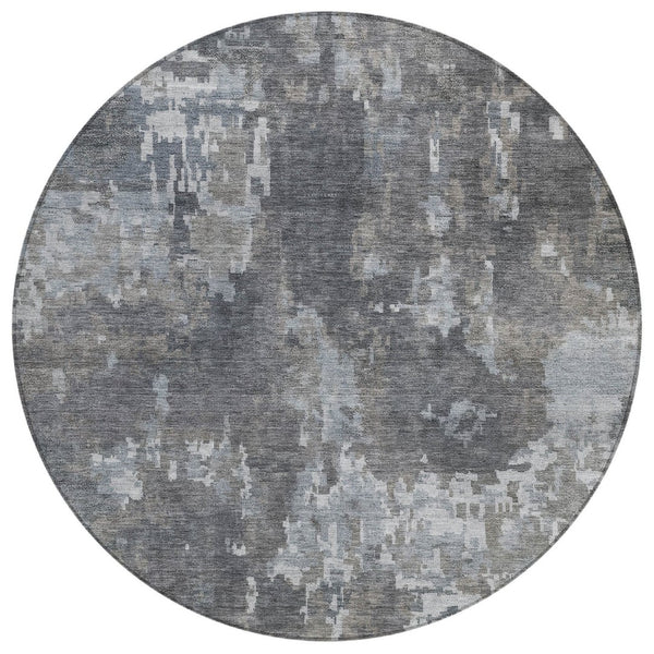 HomeRoots 8' Taupe and Beige Round Abstract Washable Area Rug - Stylish, Durable, Indoor/Outdoor Design! 688881