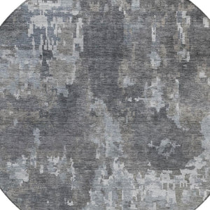 HomeRoots 8' Taupe and Beige Round Abstract Washable Area Rug - Stylish, Durable, Indoor/Outdoor Design! 688881
