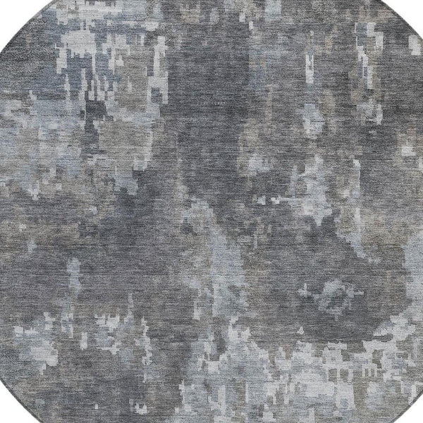 HomeRoots 8' Taupe and Beige Round Abstract Washable Area Rug - Stylish, Durable, Indoor/Outdoor Design! 688881