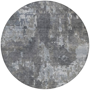 HomeRoots 8' Taupe and Beige Round Abstract Washable Area Rug - Stylish, Durable, Indoor/Outdoor Design! 688881