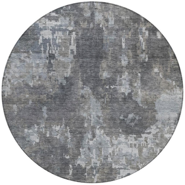HomeRoots 8' Taupe and Beige Round Abstract Washable Area Rug - Stylish, Durable, Indoor/Outdoor Design! 688881