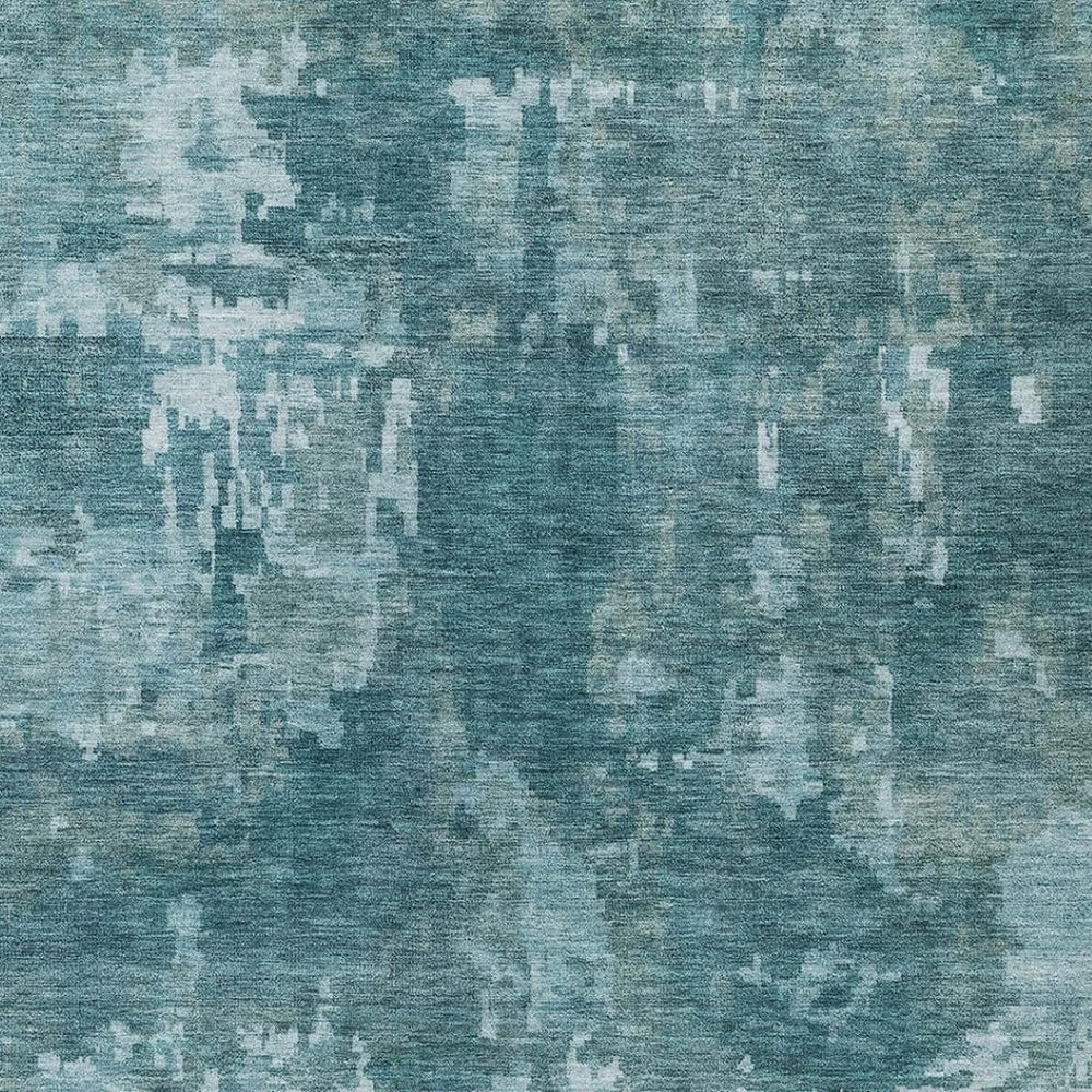 HomeRoots 5' X 8' Teal Blue & Aqua Abstract Indoor/Outdoor Area Rug – Stylish, Durable, Washable & Versatile! 688886