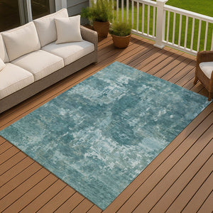 HomeRoots 5' X 8' Teal Blue & Aqua Abstract Indoor/Outdoor Area Rug – Stylish, Durable, Washable & Versatile! 688886