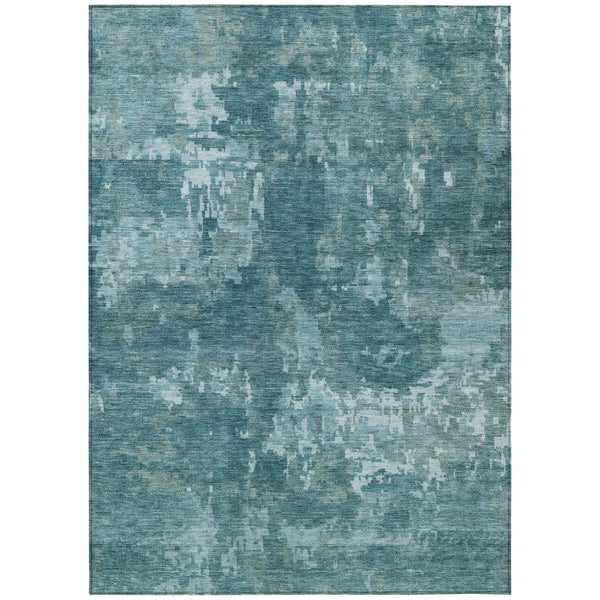 HomeRoots 5' X 8' Teal Blue & Aqua Abstract Indoor/Outdoor Area Rug – Stylish, Durable, Washable & Versatile! 688886