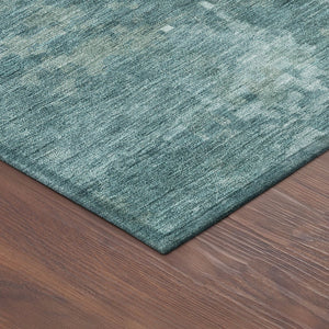 HomeRoots 8' Teal Blue Aqua Round Abstract Rug - Stylish, Washable, Durable for Indoor/Outdoor Use, Easy Care 688887