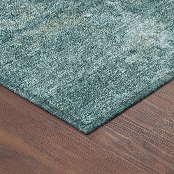 HomeRoots 8' Teal Blue Aqua Round Abstract Rug - Stylish, Washable, Durable for Indoor/Outdoor Use, Easy Care 688887