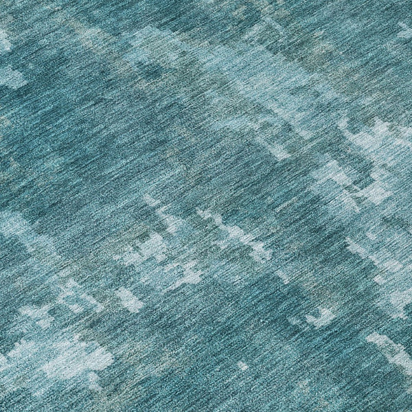 HomeRoots 8' Teal Blue Aqua Round Abstract Rug - Stylish, Washable, Durable for Indoor/Outdoor Use, Easy Care 688887