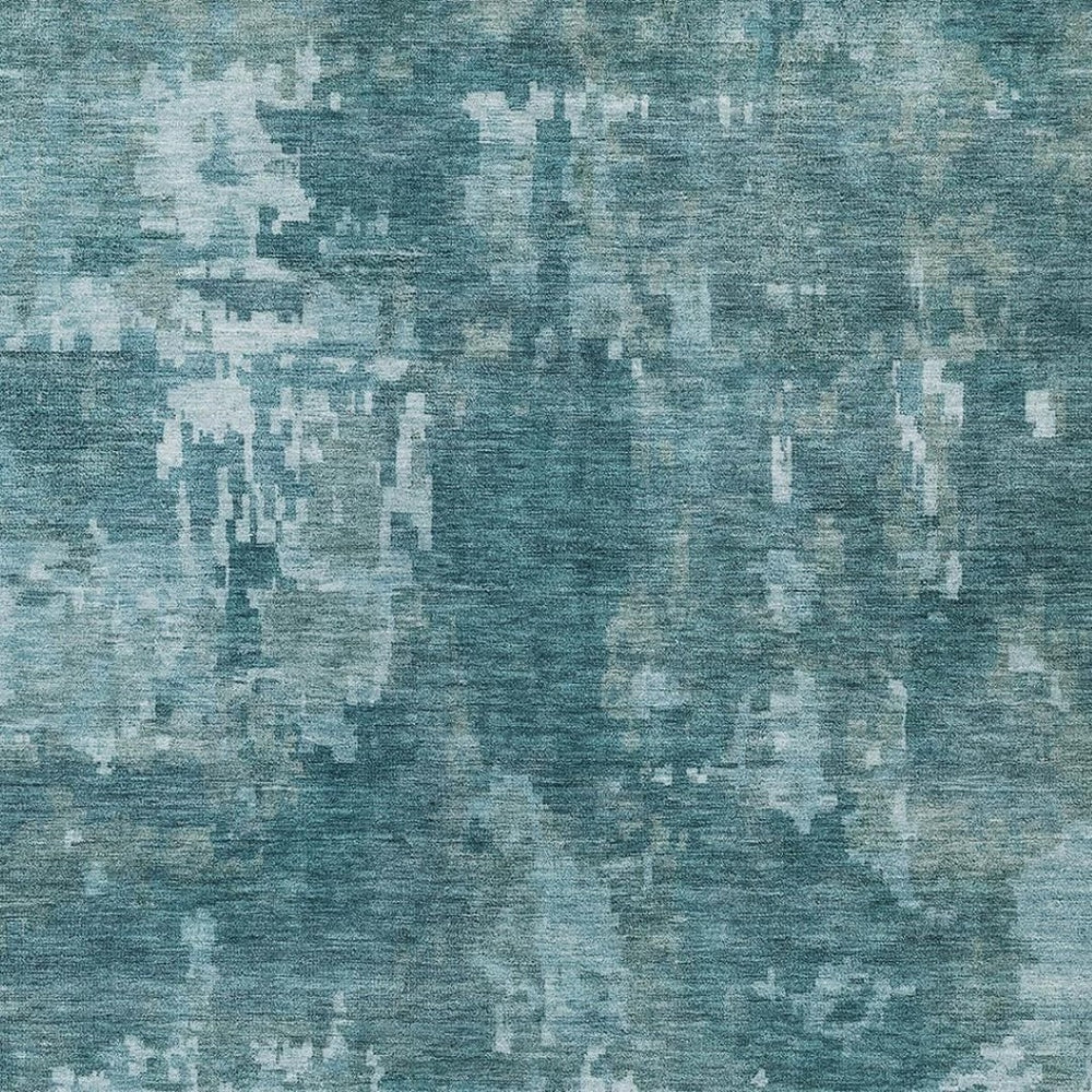 HomeRoots 8' X 10' Teal Blue & Aqua Abstract Washable Area Rug - Durable, Stylish, Perfect for Indoor & Outdoor Use 688888