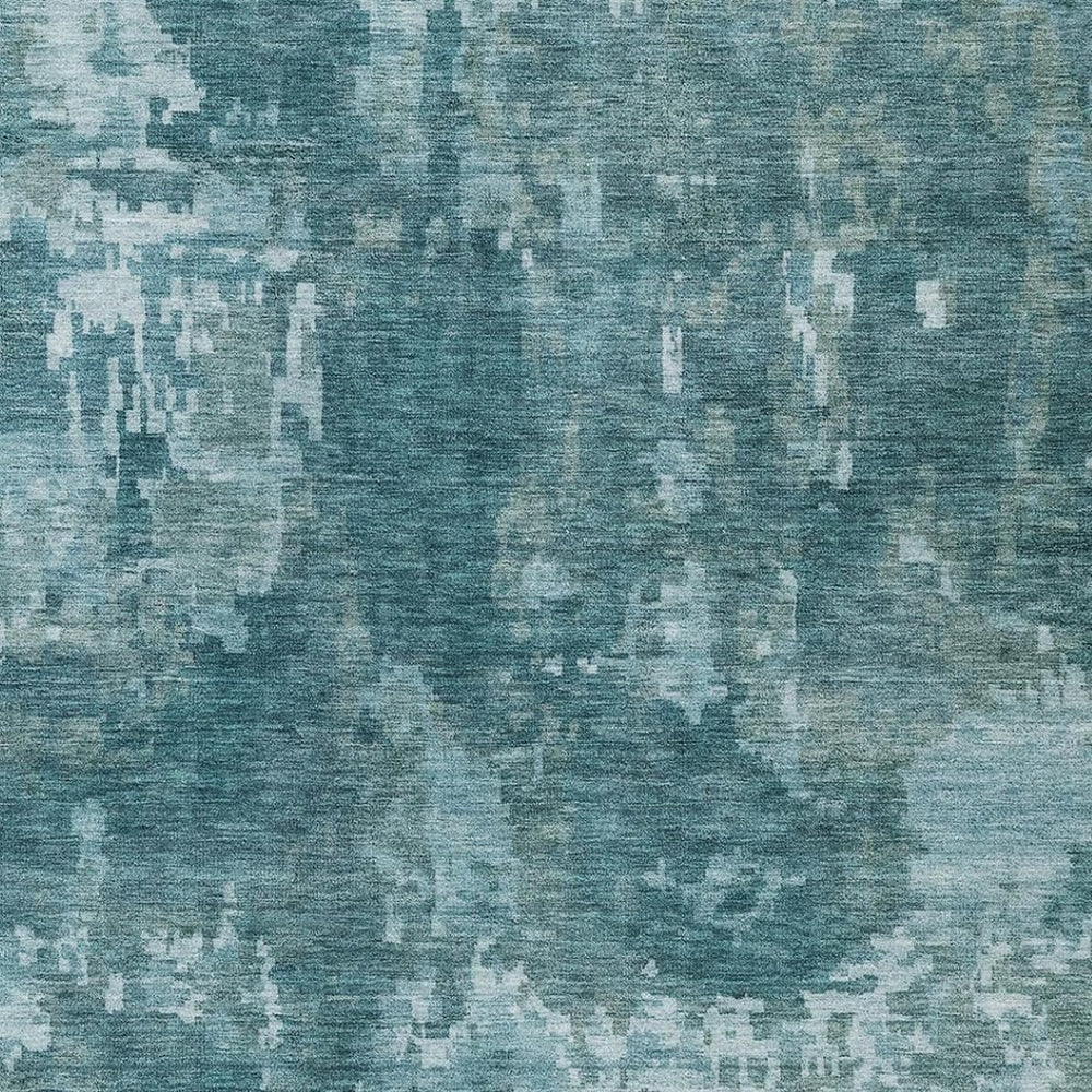 HomeRoots 9' X 12' Teal Blue Aqua Abstract Rug - Stylish & Washable Area Rug for Indoor/Outdoor Use 688889