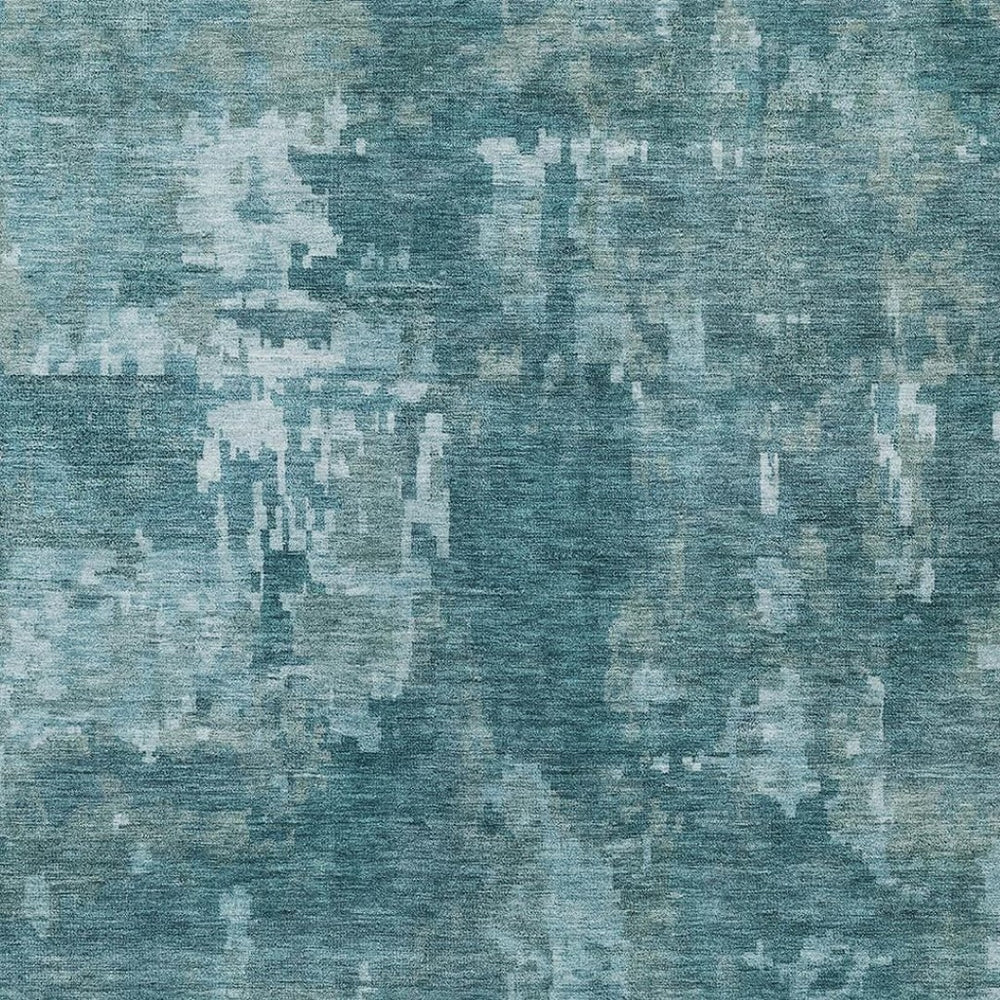 HomeRoots 10' Teal Blue and Aqua Abstract Area Rug – Durable, Washable, Indoor/Outdoor Perfect for High-Traffic Spaces 688890