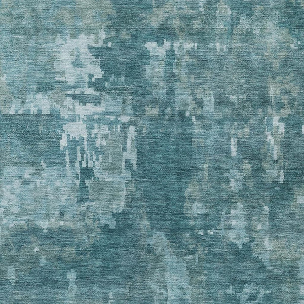 HomeRoots 10' Teal Blue and Aqua Abstract Area Rug – Durable, Washable, Indoor/Outdoor Perfect for High-Traffic Spaces 688890