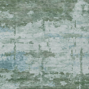HomeRoots 5' X 8' Stylish Artichoke Green & Ivory Abstract Washable Area Rug for Indoor & Outdoor Use 688892