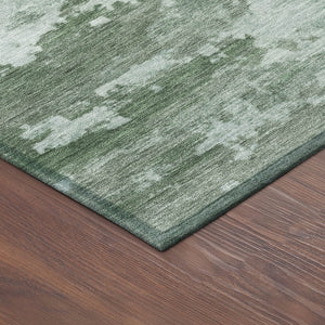 HomeRoots 8' Artichoke Green & Ivory Round Abstract Rug - Stylish, Washable, Durable for Indoor/Outdoor Spaces 688893
