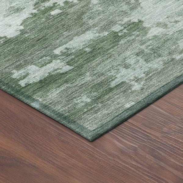 HomeRoots 8' Artichoke Green & Ivory Round Abstract Rug - Stylish, Washable, Durable for Indoor/Outdoor Spaces 688893