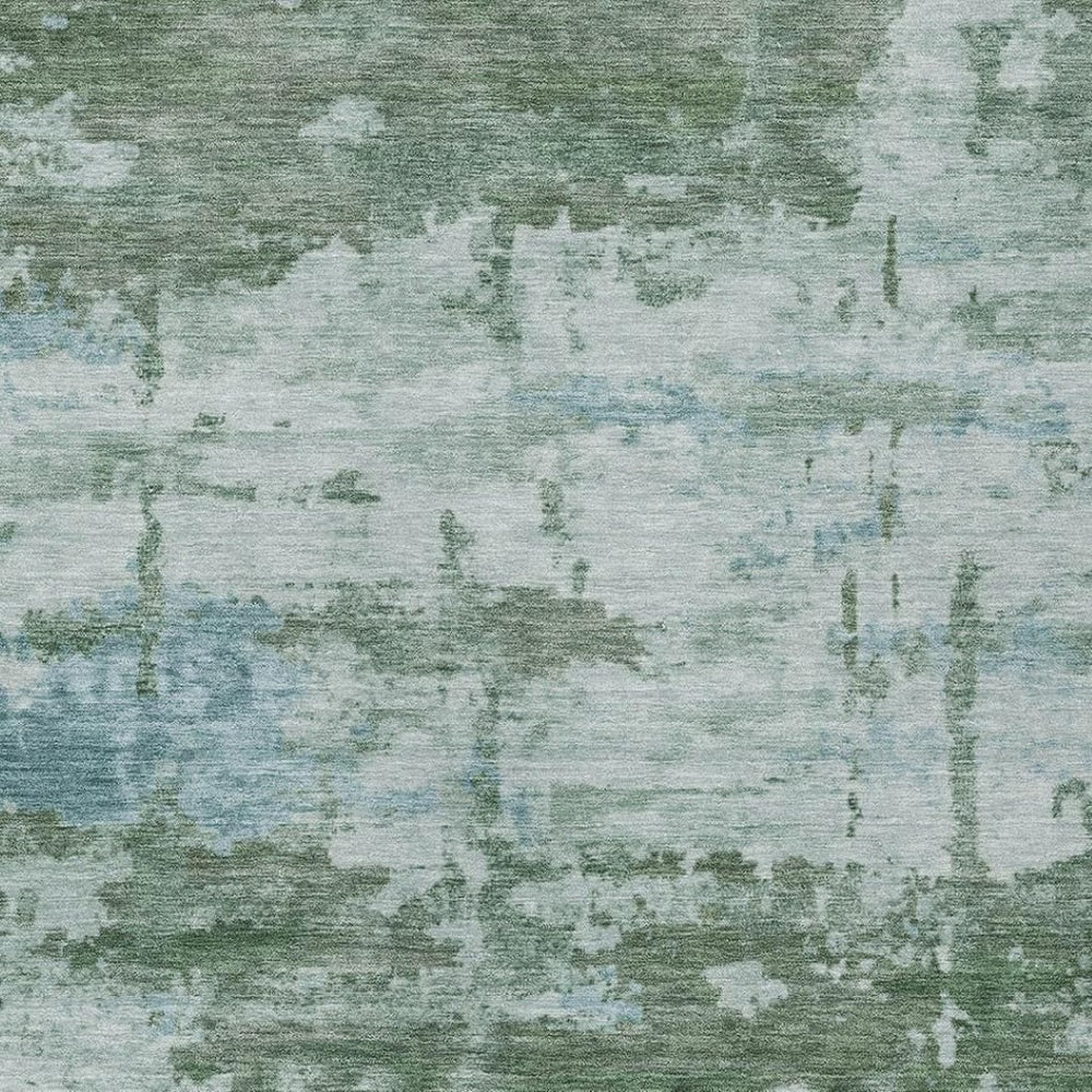 HomeRoots 8' X 10' Artichoke Green & Ivory Abstract Rug – Durable, Washable, Stylish for Indoor & Outdoor Spaces 688894