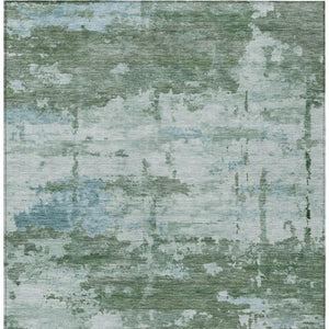 HomeRoots 9' Artichoke Green & Ivory Abstract Area Rug - Durable, Washable, Indoor/Outdoor, Easy Care Design 688895