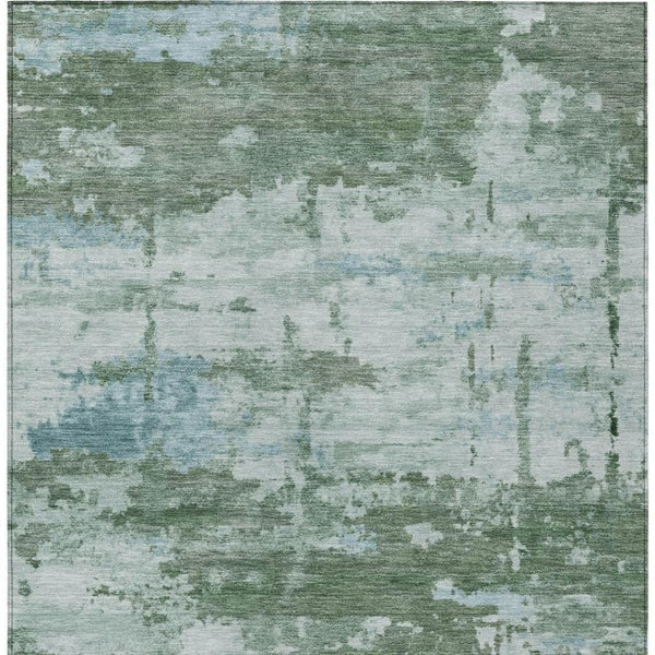 HomeRoots 10' Woven Artichoke Green and Ivory Abstract Area Rug - Durable, Washable for Indoor/Outdoor Use 688896
