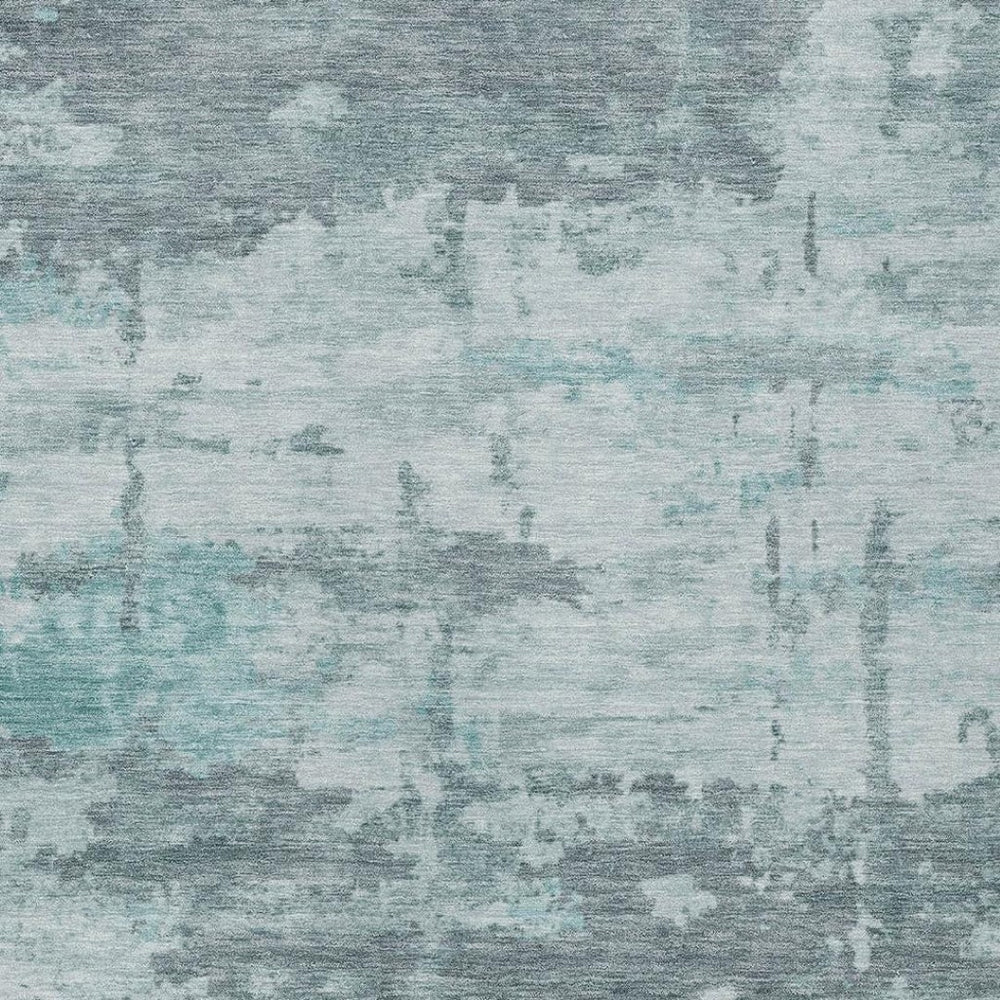 HomeRoots 5' Aqua and Ivory Abstract Area Rug - Washable, Durable, Stylish for Indoor & Outdoor Spaces! 688898