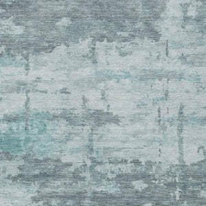 HomeRoots 5' Aqua and Ivory Abstract Area Rug - Washable, Durable, Stylish for Indoor & Outdoor Spaces! 688898