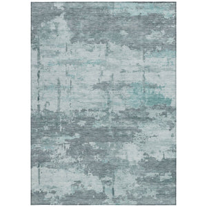 HomeRoots 5' Aqua and Ivory Abstract Area Rug - Washable, Durable, Stylish for Indoor & Outdoor Spaces! 688898
