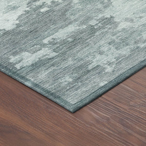 HomeRoots 8' Round Abstract Washable Area Rug in Aqua & Ivory - Durable, Stylish for Indoor & Outdoor Use 688899