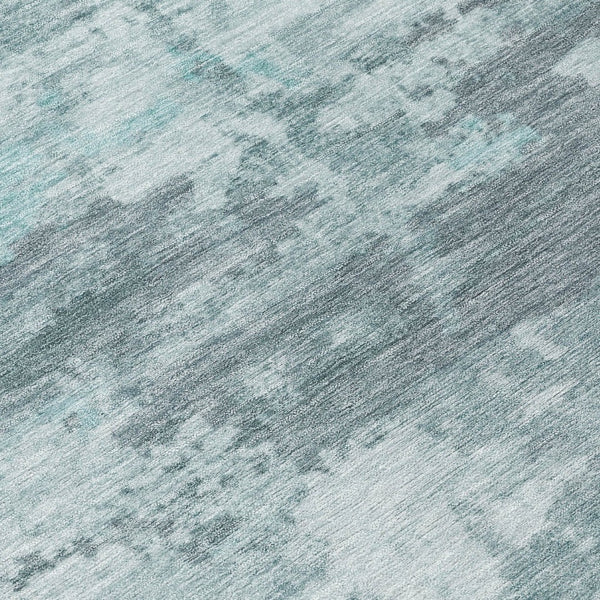 HomeRoots 8' Round Abstract Washable Area Rug in Aqua & Ivory - Durable, Stylish for Indoor & Outdoor Use 688899