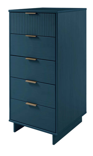 English Elm Granville 24" Chest In Midnight Blue – Elegant 5-Drawer Solid Wood Storage With Luxe Gold Handles B365S00071