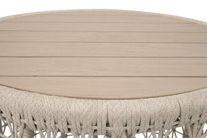 Essentials for Living Knit Teak and Woven Rope Outdoor Accent Table for Coastal Patio Decor 6889.OAT/W-ET