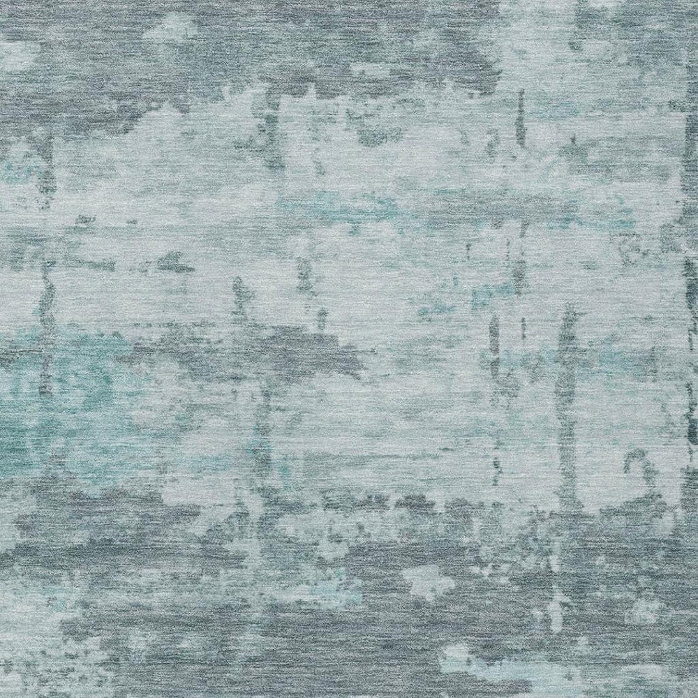 HomeRoots 8' X 10' Aqua and Ivory Abstract Area Rug - Stylish, Washable, Durable for Indoor and Outdoor Use 688900