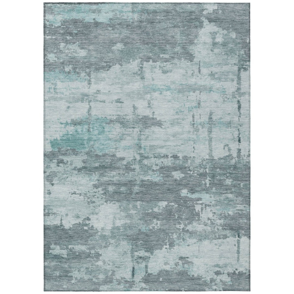 HomeRoots 9' X 12' Aqua and Ivory Abstract Area Rug - Durable, Washable, Perfect for Indoor/Outdoor Spaces! 688901