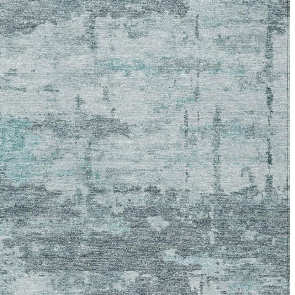 HomeRoots 10' Aqua and Ivory Abstract Washable Area Rug - Durable Indoor/Outdoor Design for Stylish Spaces 688902