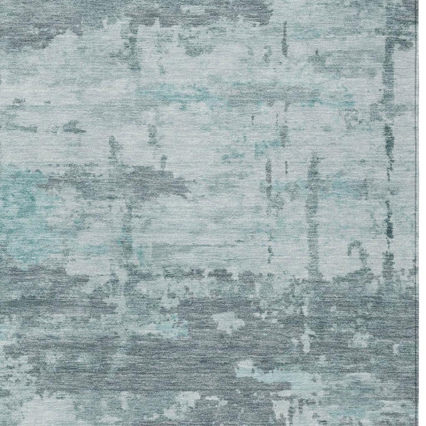 HomeRoots 10' Aqua and Ivory Abstract Washable Area Rug - Durable Indoor/Outdoor Design for Stylish Spaces 688902