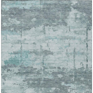 HomeRoots 10' Aqua and Ivory Abstract Washable Area Rug - Durable Indoor/Outdoor Design for Stylish Spaces 688902
