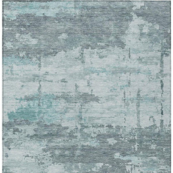 HomeRoots 10' Aqua and Ivory Abstract Washable Area Rug - Durable Indoor/Outdoor Design for Stylish Spaces 688902