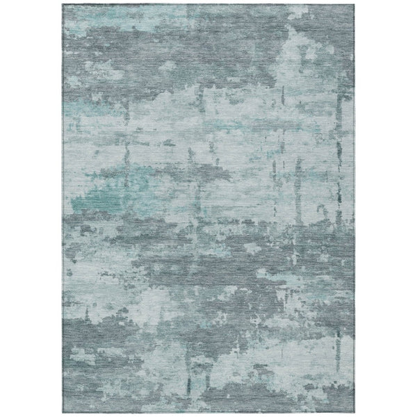 HomeRoots 10' Aqua and Ivory Abstract Washable Area Rug - Durable Indoor/Outdoor Design for Stylish Spaces 688902