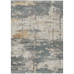 HomeRoots 5' X 8' Artichoke Green Gold Ivory Abstract Area Rug - Stylish, Washable, Durable for Indoor & Outdoor Use 688904